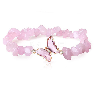 Fashionable Natural Rose Quartz Chips Beaded Bracelets TI6720-3-1