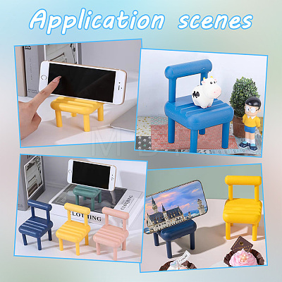  5 Sets 5 Colors Plastic Mini Chair Shape Cell Phone Stand AJEW-NB0004-06-1