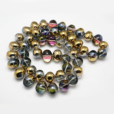 Half Plated Crystal Glass Oval Beads Strands EGLA-F027-C03-1