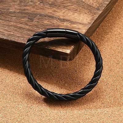 Ion Plating(IP) Braided Microfiber Leather Cord Bracelets for Men BJEW-Z081-13EB-02-1