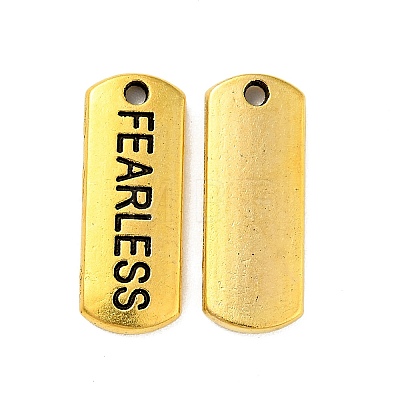 Tibetan Style Alloy Rectangle with Word Fearless Pendants LS-TIBEP-Q043-064AG-RS-1