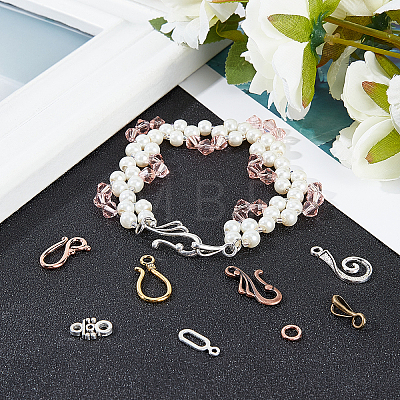 Tibetan Style Hook and Eye Clasps TIBE-PH0005-13-WH-1