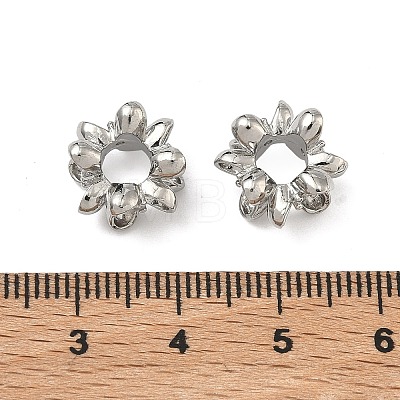 Flower Brass Clear Cubic Zirconia European Beads KK-D228-28P-1