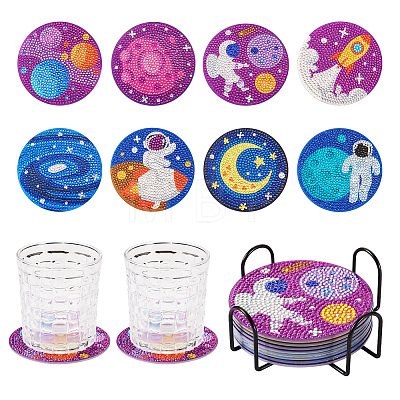 DIY Diamond Painting Space Theme Cup Mat Kits DIY-TAC0028-01-1