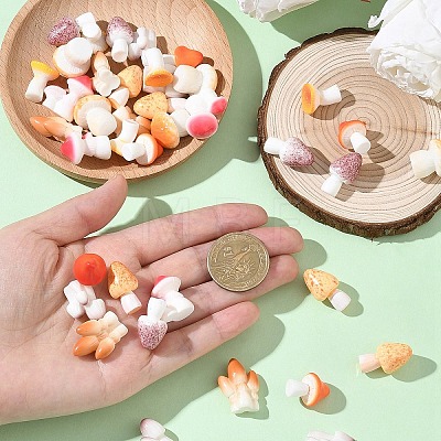 40Pcs 8 Styles Mushroom Themes Resin Display Decorations DJEW-YW0010-11-1