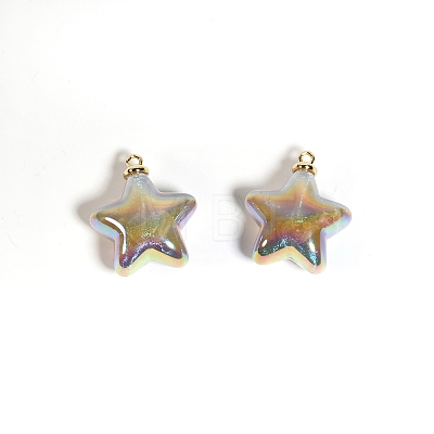 10Pcs UV Plated Iridescent Opaque Resin Pendants PW-WG9DE9F-03-1