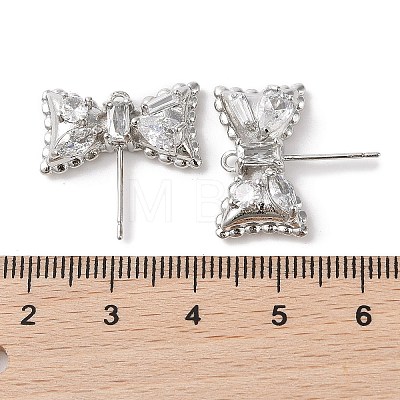 Brass with Clear Cubic Zirconia Stud Earring Findings KK-G491-56P-1
