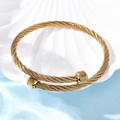 304 Stainless Steel Torque Bangles for Women BJEW-P310-15G-1