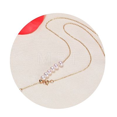 Natural Freshwater Pearl Beaded Teardrop Tassel Brass Lariat Necklaces for Women WG56F2F-01-1