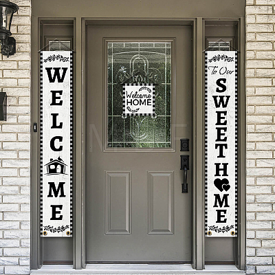 Polyester Hanging Sign for Home Office Front Door Porch Decorations HJEW-WH0023-028-1