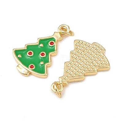 Christmas Brass Enamel Pendants KK-L255-17G-05-1