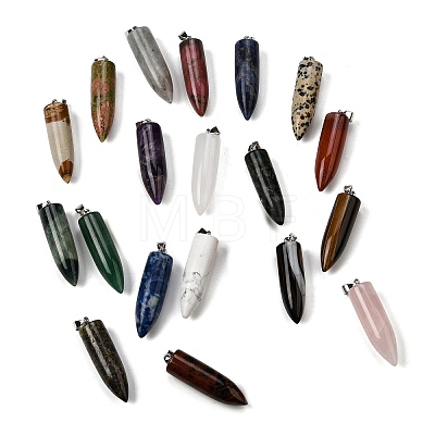 Natural Mixed Stone Pointed Pendants G-F820-12-1