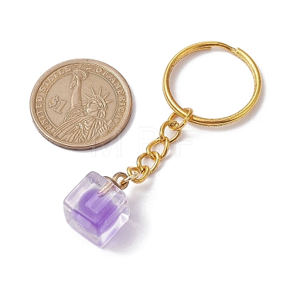 8 Pcs Cube Transparent Plastic Pendants Keychains KEYC-JKC00735-1