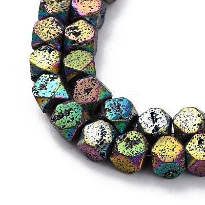 Electroplated Natural Lava Rock Beads Strands G-A256-C01-01G-1