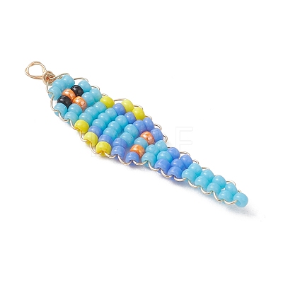5Pcs Glass Seed Beaded Pendants PALLOY-MZ01239-1