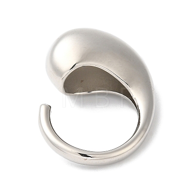 Rack Plating Brass Teardrop Open Cuff Rings for Women RJEW-S407-01P-1