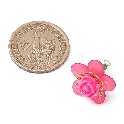 Glass Seed Beaded Rose Flower Pendants PALLOY-MZ01231-01-1