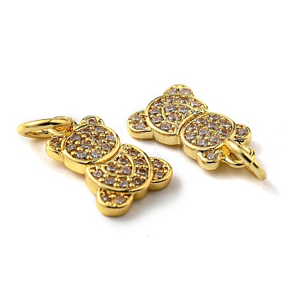 Rack Plating Brass Micro Pave Cubic Zirconia Charms KK-D036-02G-1