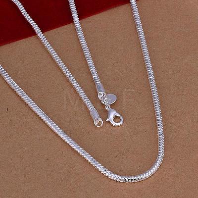 Simple Silver Color Plated Brass Snake Chain Necklaces For Men NJEW-BB12736-18-1