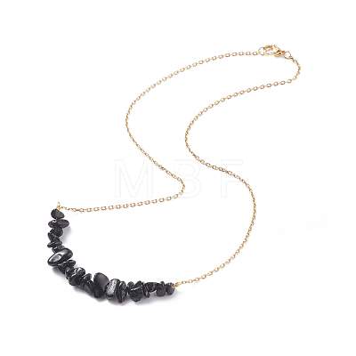 Natural Obsidian Chips Beaded Jewelry Set SJEW-JS01230-01-1