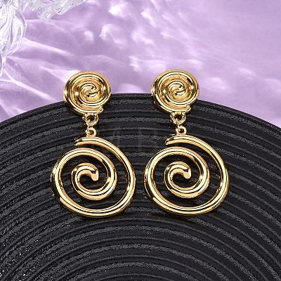 304 Stainless Steel Vortex Spiral Dangle Stud Earrings EJEW-L304-01G-1