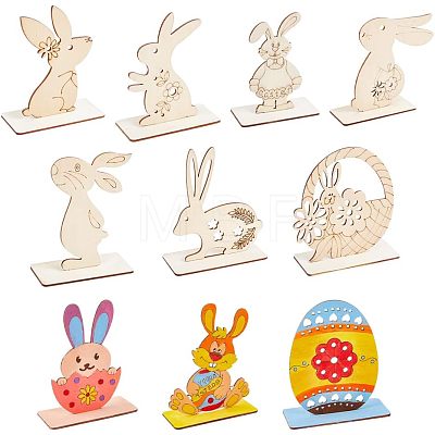 10 Sets 10 Style Wood Display Decorations AJEW-CA0003-20-1