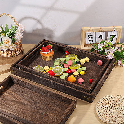 3Pcs 3 Styles Wood Tea Tray AJEW-PH0009-97-1