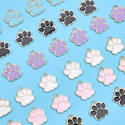 80Pcs 5 Colors Alloy Enamel Pendants ENAM-FH0001-35-1