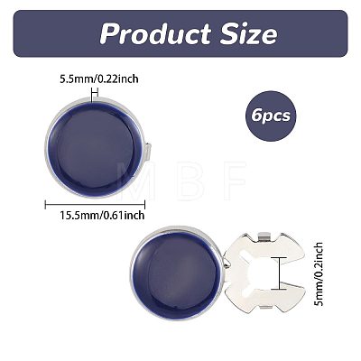 3 Pairs Brass Enamel Cufflinks BUTT-GL0001-09B-1
