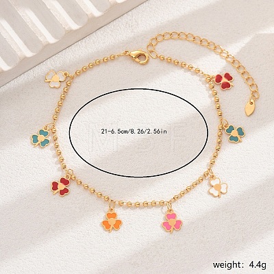 Fashionable Brass Enamel Flower Pendant Anklets for Women KA8156-1-1