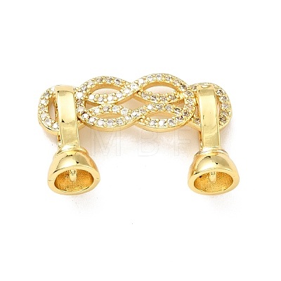 Rack Plating Brass Micro Pave Clear Cubic Zirconia Fold Over Clasps KK-E034-50G-1
