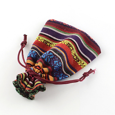 Ethnic Style Cloth Packing Pouches Drawstring Bags X-ABAG-R006-10x14-01B-1