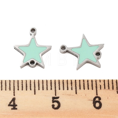 304 Stainless Steel Aquamarine Enamel Connector Charms STAS-Z078-14P-1