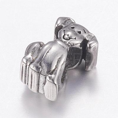 304 Stainless Steel Puppy European Beads STAS-P173-075AS-1