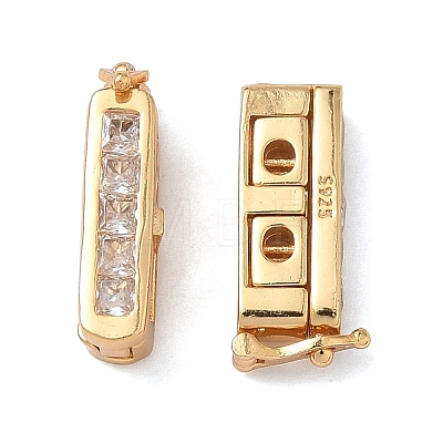 925 Sterling Silver Cubic Zirconia Twister Clasps STER-WH0007-28C-G-1