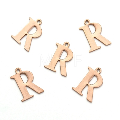 Ion Plating(IP) 304 Stainless Steel Alphabet Charms STAS-H122-R-RG-1