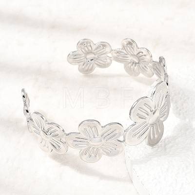 25MM 304 Stainless Steel Hollow Flower Cuff Bangles for Women SA-CBAB767-30P-1