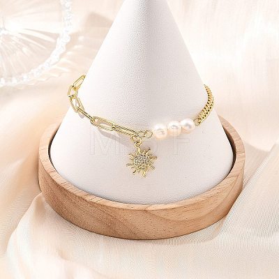 Brass Micro Pave Clear Cubic Zirconia Charm Bracelets BJEW-JB13881-01-1