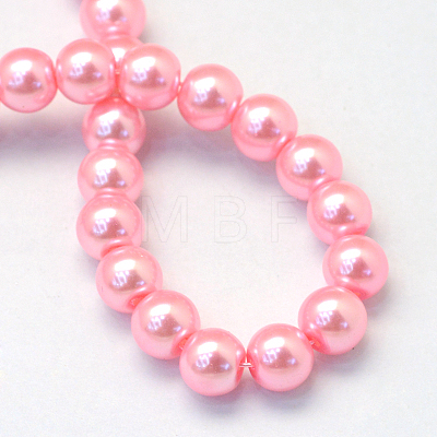 Baking Painted Pearlized Glass Pearl Round Bead Strands X-HY-Q330-8mm-53-1