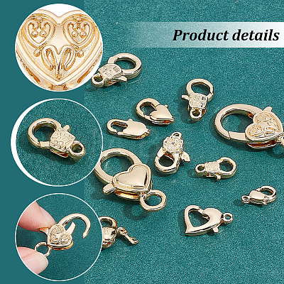   13Pcs 13 Styles Rack Plating Brass Lobster Claw Clasps KK-PH0006-83-1