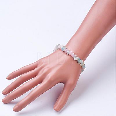 Natural Morganite Beaded Stretch Bracelets BJEW-JB02683-02-1