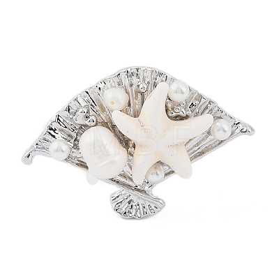 Shell Open Cuff Ring for Women RJEW-Z047-01P-03-1