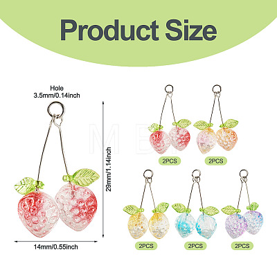 10Pcs 5 Styles Transparent Spray Painted Glass Pendants PALLOY-TADJ00001-1