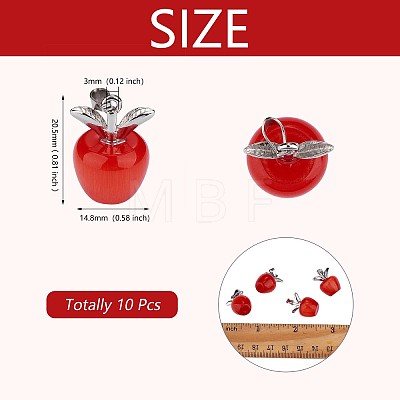 10Pcs Apple Gemstone Charm Pendant Crystal Quartz Healing Natural Stone Pendants Pink Silver Buckle for Jewelry Necklace Earring Making Crafts JX525E-1