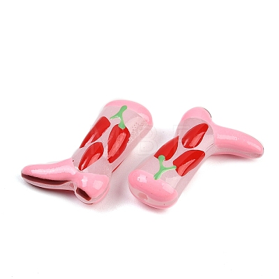 Boot Baking Paint Glass Enamel  Beads LAMP-C020-02A-1