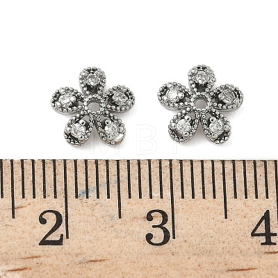 Brass Micro Pave Clear Cubic Zirconia Bead Caps KK-S350-08P-1