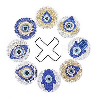 DIY 5D Diamond Painting Evil Eye Theme Cup Mat Kits PW-WG77157-01-1