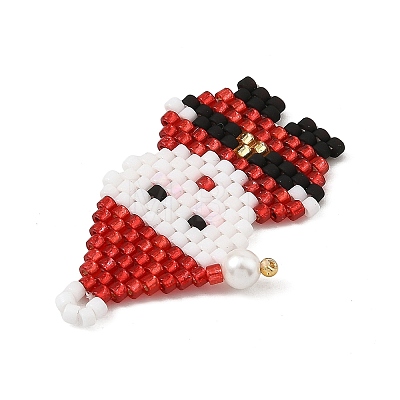 Christmas Glass Seed Beaded Pendants PALLOY-MZ01423-1
