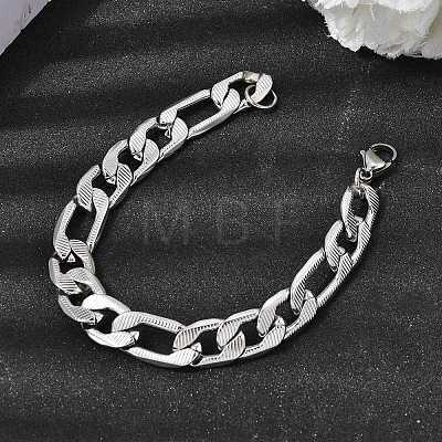 201 Stainless Steel Cuban Link Chains Bracelets for Women Men STAS-T077-19B-01P-1