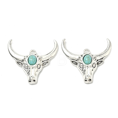 Bohemian Synthetic Turquoise Cattle Pendants FIND-Z112-01AS-05-1
